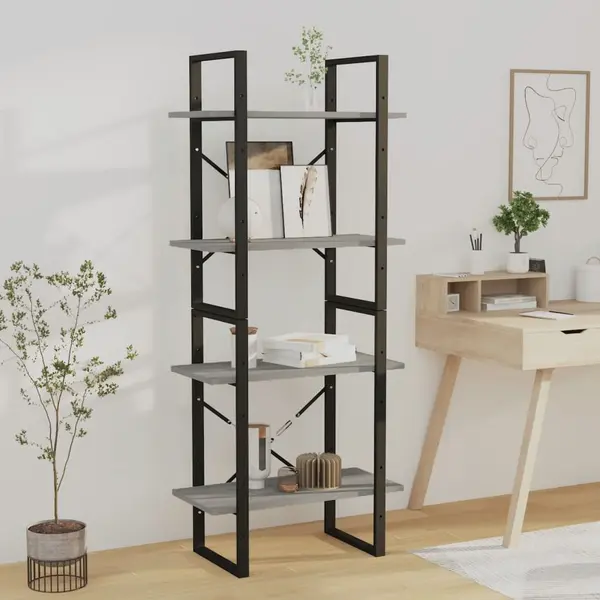 Gossi biblioteca cu 4 niveluri gri sonoma 60x30x140 cm lemn compozit