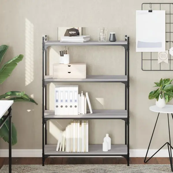 Gossi biblioteca cu 4 niveluri gri sonoma 80x30x120 cm lemn prelucrat