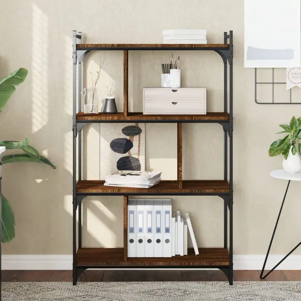 Gossi biblioteca cu 4 niveluri stejar maro 76x32x123 cm lemn compozit