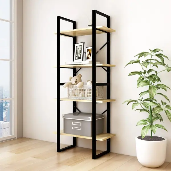 Gossi biblioteca cu 4 rafturi, 60x30x140 cm, lemn masiv de pin