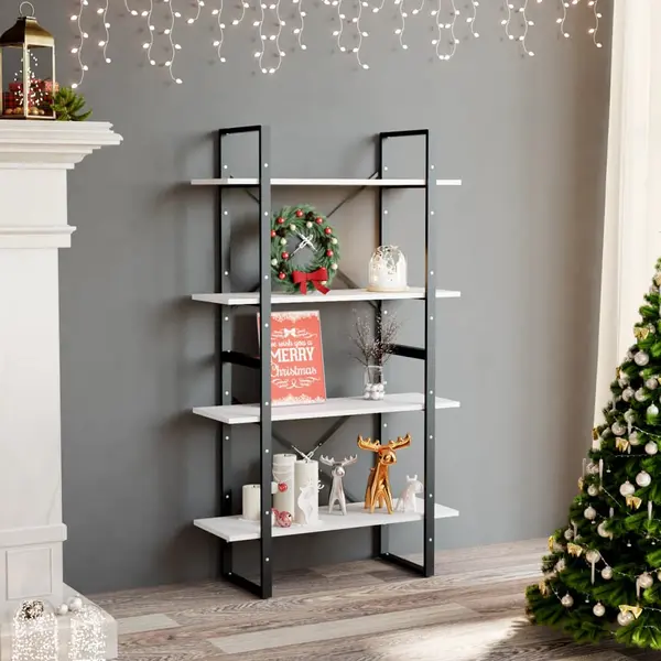 Gossi biblioteca cu 4 rafturi, alb, 80x30x140 cm, pal