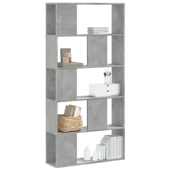 Gossi biblioteca cu 5 niveluri gri beton 80,5x23,5x162,5 cm lemn