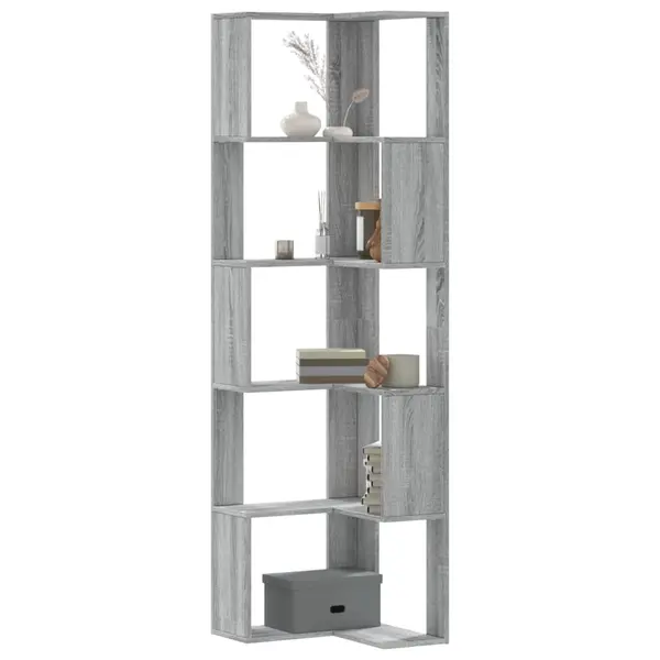 Gossi biblioteca cu 5 niveluri gri sonoma 50x50x179 cm lemn prelucrat