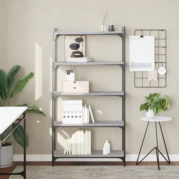 Gossi biblioteca cu 5 niveluri gri sonoma 80x30x154 cm lemn prelucrat