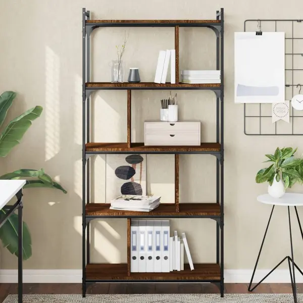 Gossi biblioteca cu 5 niveluri stejar maro 76x32x158 cm lemn compozit