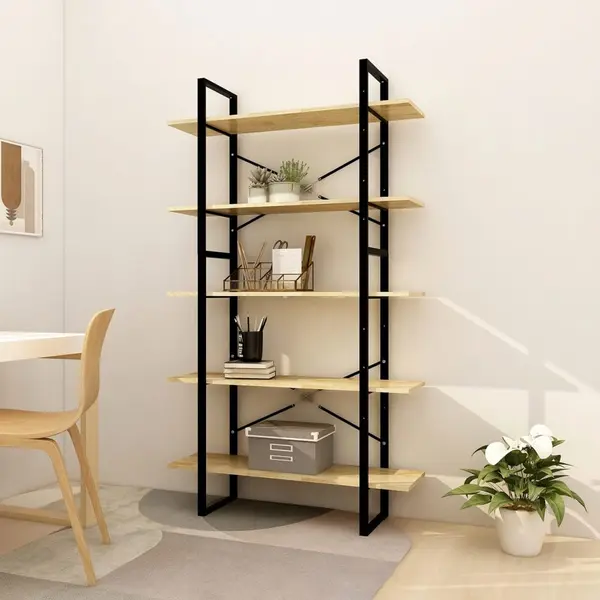 Gossi biblioteca cu 5 rafturi, 100x30x175 cm, lemn masiv de pin