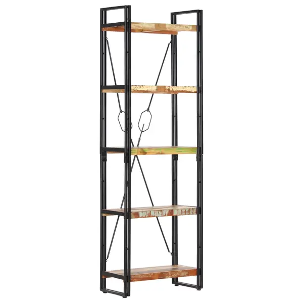 Gossi biblioteca cu 5 rafturi, 60 x 30 x 180 cm, lemn masiv reciclat