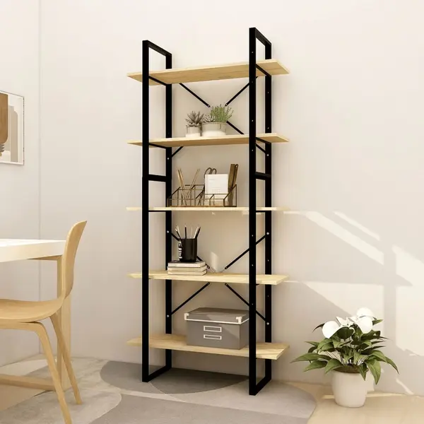 Gossi biblioteca cu 5 rafturi, 80x30x175 cm, lemn masiv de pin