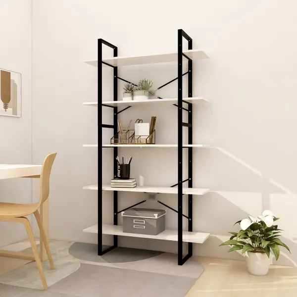 Gossi biblioteca cu 5 rafturi, alb, 100x30x175 cm, lemn masiv de pin