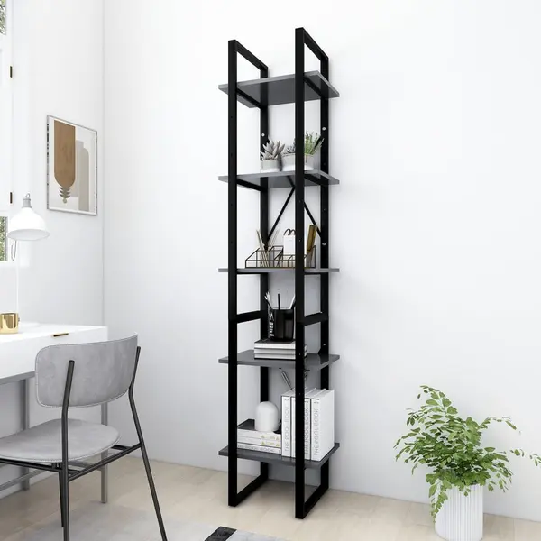 Gossi biblioteca cu 5 rafturi, alb, 40x30x175 cm, lemn prelucrat