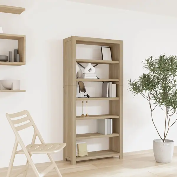 Gossi biblioteca cu 6 rafturi, 80x30x170 cm, lemn masiv de acacia