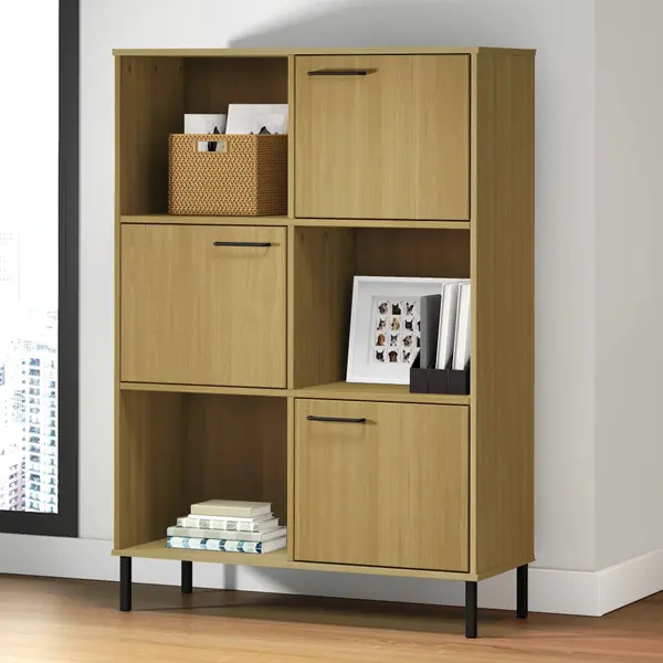 Gossi biblioteca cu picioare metalice oslo, maro, 90x35x128,5 cm lemn