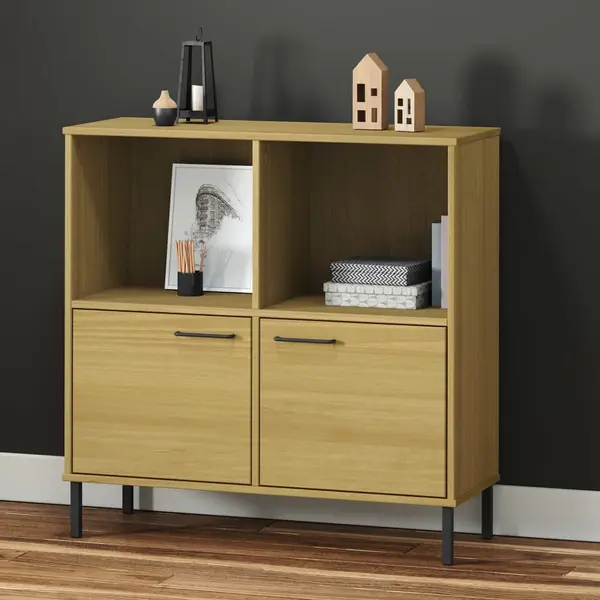 Gossi biblioteca cu picioare metalice oslo, maro, 90x35x90,5 cm, lemn
