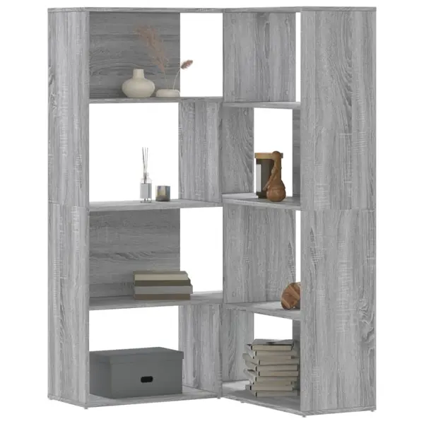 Gossi biblioteca de colt cu 4 niveluri gri sonoma 85x85x140 cm lemn