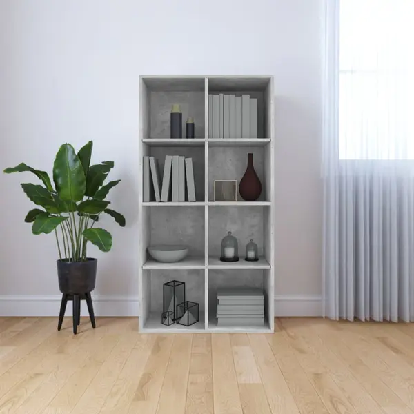 Gossi biblioteca/dulap, gri beton, 66x30x130 cm, lemn prelucrat