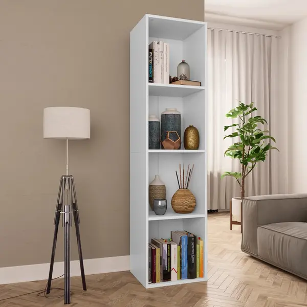 Gossi biblioteca/dulap tv, alb, 36x30x143 cm, lemn prelucrat
