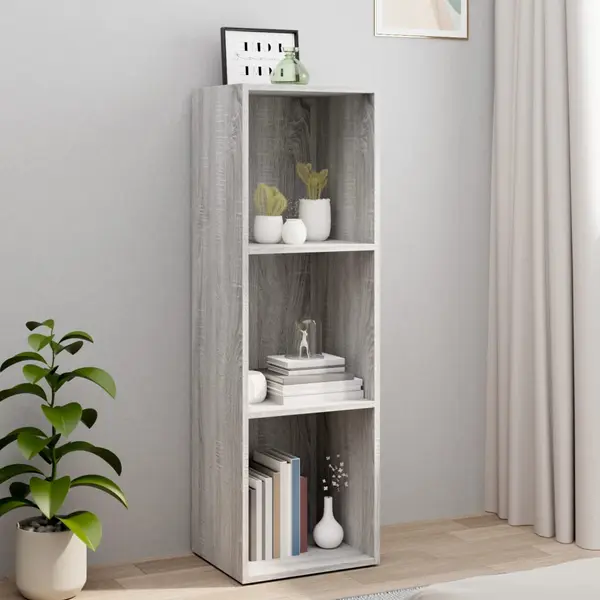 Gossi biblioteca/dulap tv, gri sonoma, 36x30x114 cm, lemn prelucrat