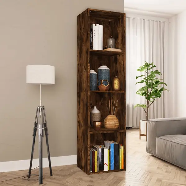 Gossi biblioteca/dulap tv stejar fumuriu 36x30x143 cm lemn prelucrat