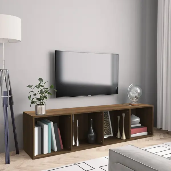 Gossi biblioteca/dulap tv stejar maro 143x30x36 cm lemn prelucrat
