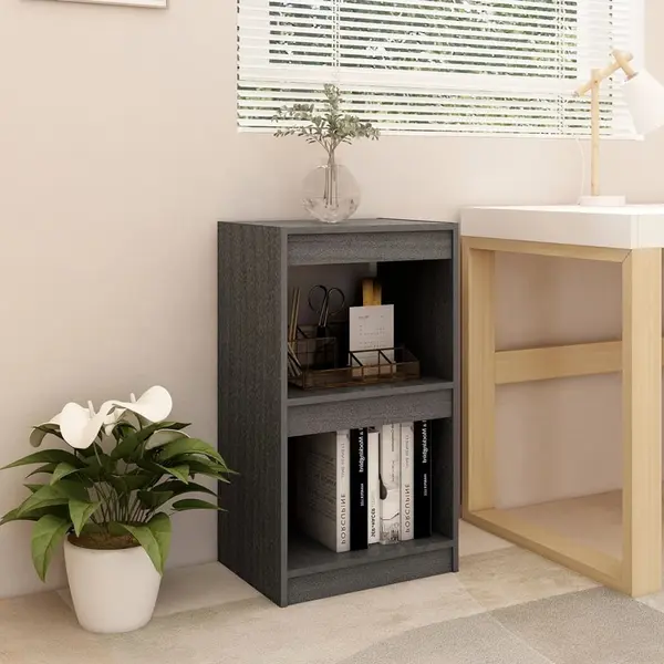 Gossi biblioteca, gri, 40x30x71,5 cm, lemn masiv de pin