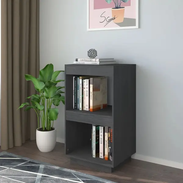 Gossi biblioteca, gri, 40x35x71 cm, lemn masiv de pin