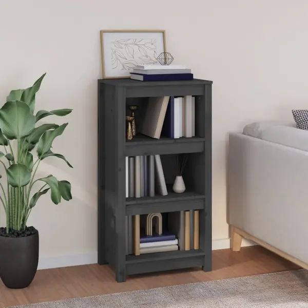 Gossi biblioteca, gri, 50x35x97 cm, lemn masiv de pin