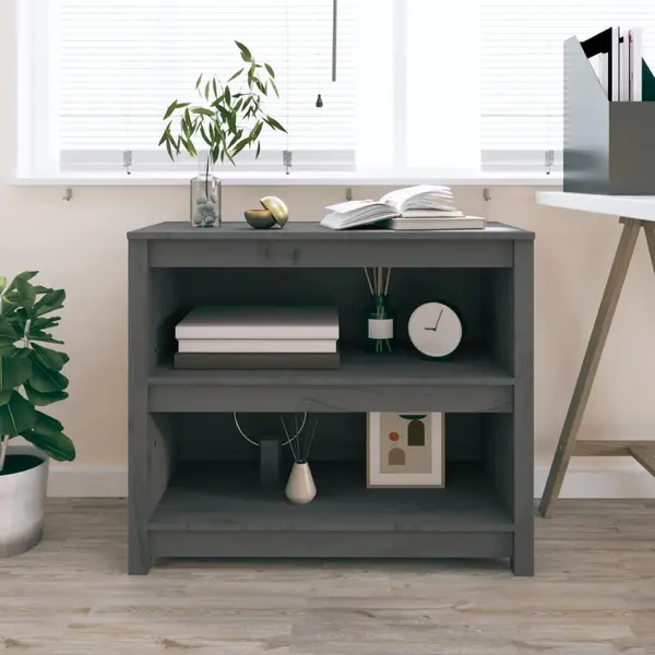 Gossi biblioteca, gri, 80x35x68 cm, lemn masiv de pin