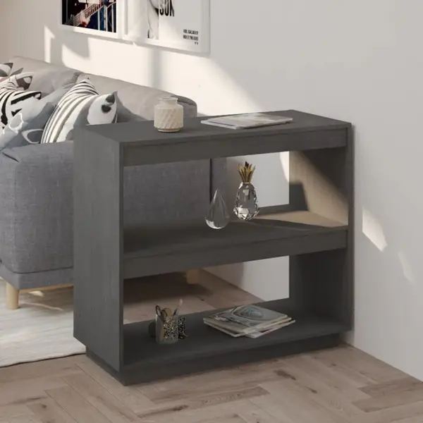 Gossi biblioteca, gri, 80x35x71 cm, lemn masiv de pin