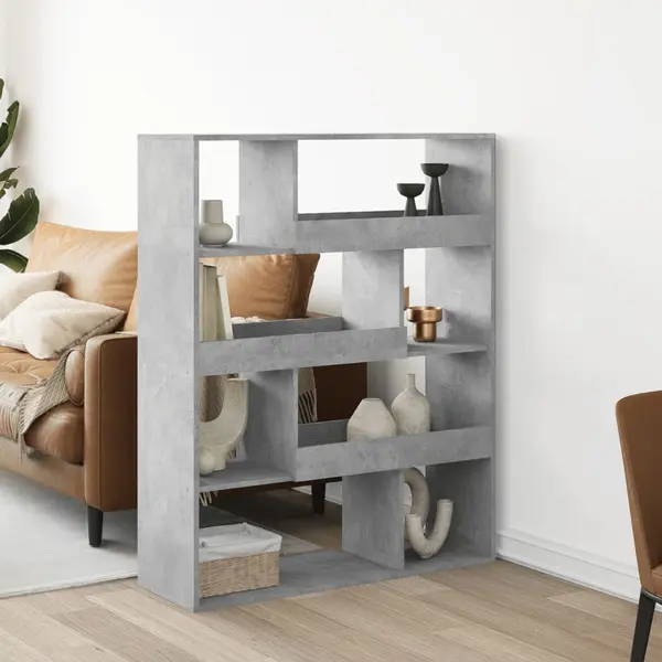 Gossi biblioteca, gri beton, 100x33x125,5 cm, lemn prelucrat