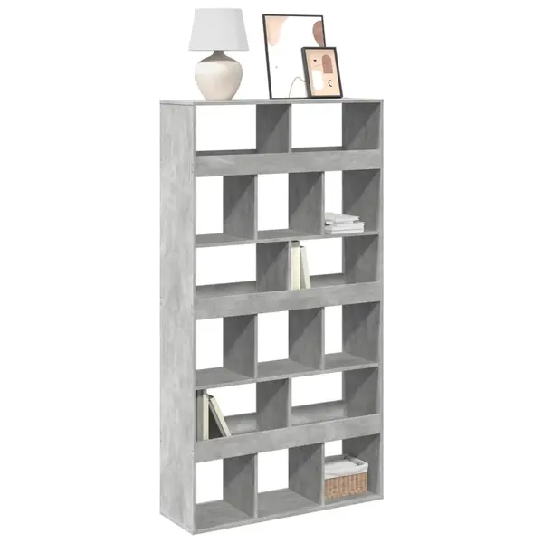 Gossi biblioteca, gri beton, 100x33x187,5 cm, lemn prelucrat