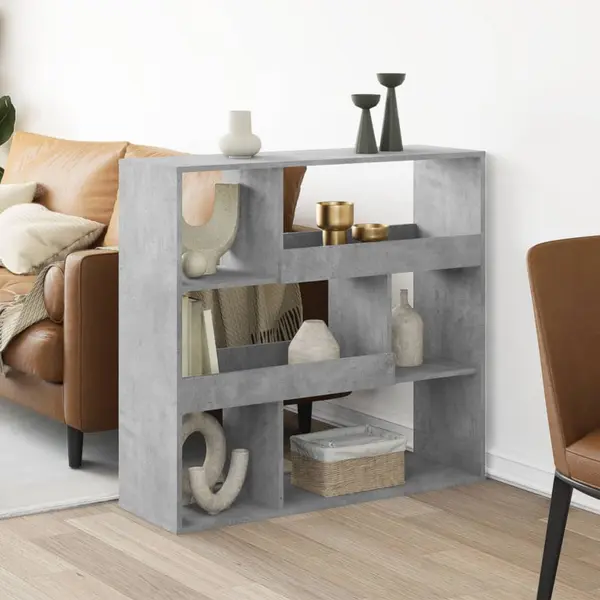 Gossi biblioteca, gri beton, 100x33x94,5 cm, lemn prelucrat