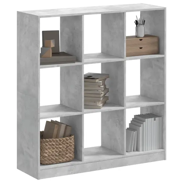 Gossi biblioteca, gri beton, 102x32x108 cm, lemn prelucrat