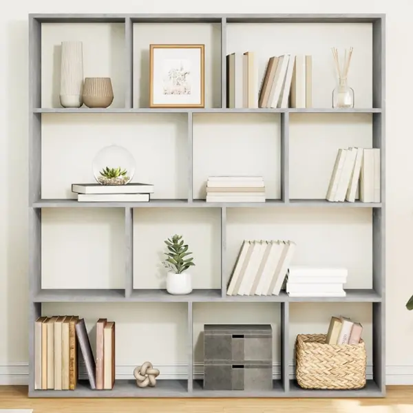 Gossi biblioteca, gri beton, 132x29x141,5 cm, lemn prelucrat