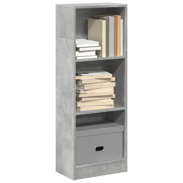 Gossi biblioteca, gri beton, 40x24x109 cm, lemn prelucrat