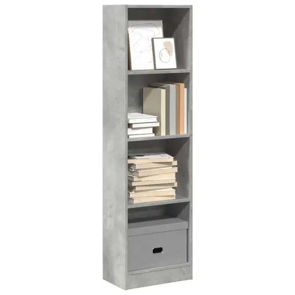 Gossi biblioteca, gri beton, 40x24x143 cm, lemn prelucrat