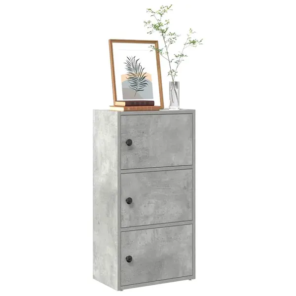 Gossi biblioteca, gri beton, 40x24x77 cm, lemn prelucrat