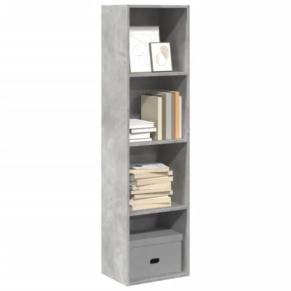 Gossi biblioteca, gri beton, 40x30x152 cm, lemn prelucrat