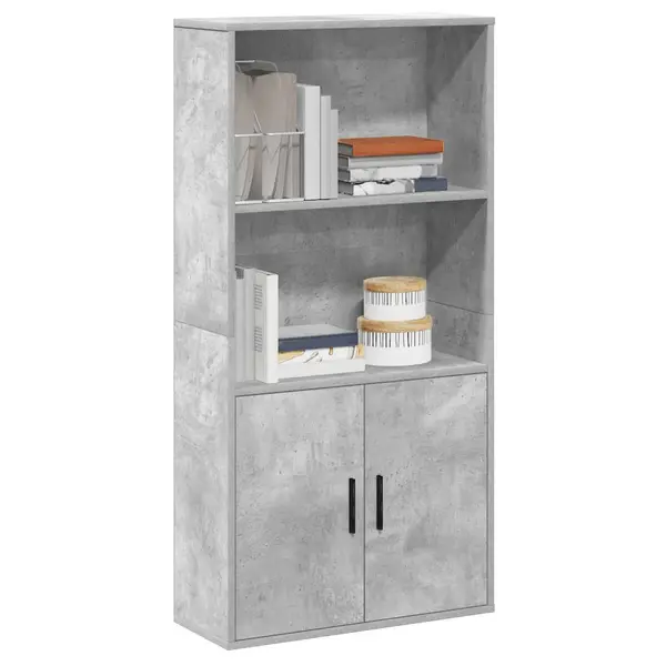 Gossi biblioteca, gri beton, 60x24x120 cm, lemn prelucrat