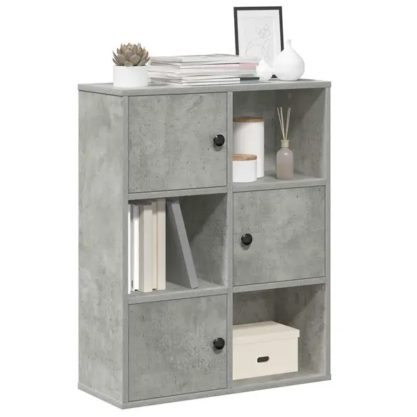Gossi biblioteca, gri beton, 60x24x76,5 cm, lemn prelucrat