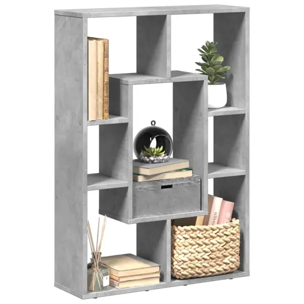 Gossi biblioteca, gri beton, 63x20x90 cm, lemn prelucrat