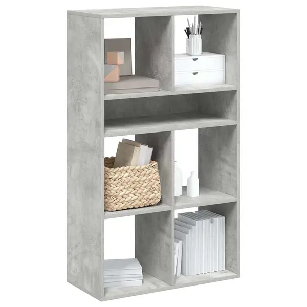 Gossi biblioteca, gri beton, 66x31x112 cm, lemn prelucrat