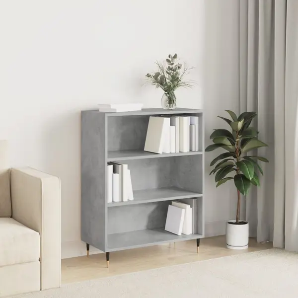 Gossi biblioteca, gri beton, 69,5x32,5x90 cm, lemn compozit