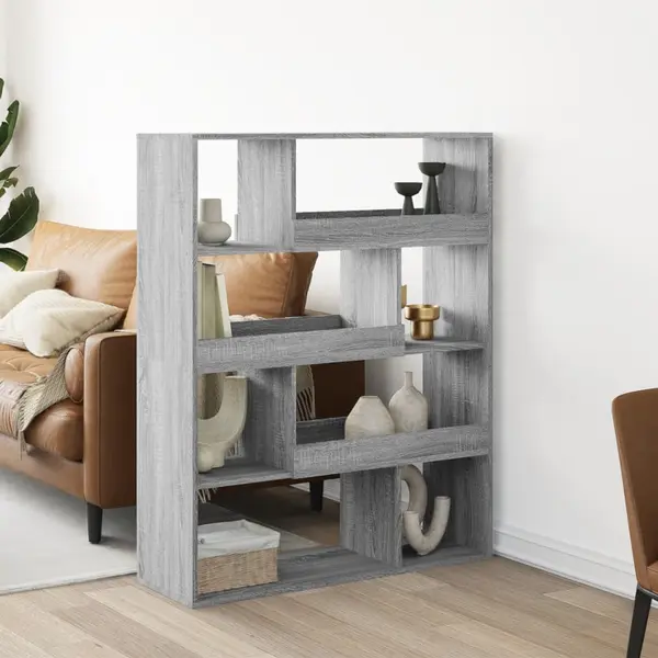 Gossi biblioteca, gri sonoma, 100x33x125,5 cm, lemn prelucrat