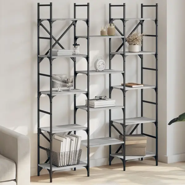Gossi biblioteca, gri sonoma, 127,5x28,5x172,5 cm, lemn prelucrat