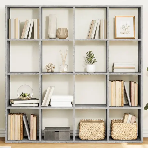 Gossi biblioteca, gri sonoma, 137,5x29x137,5 cm, lemn prelucrat