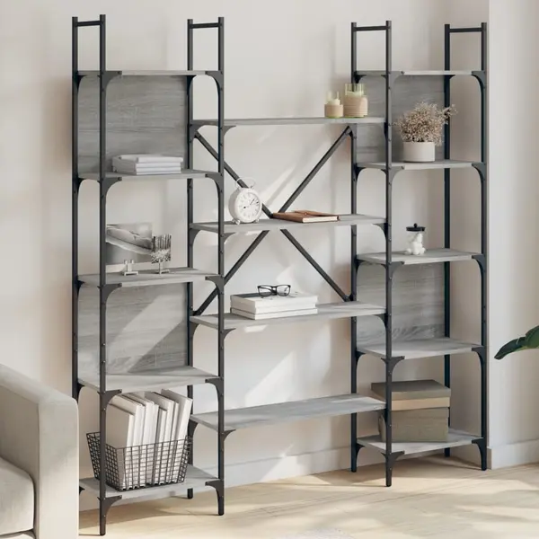 Gossi biblioteca, gri sonoma, 155,5x24x166,5 cm, lemn prelucrat