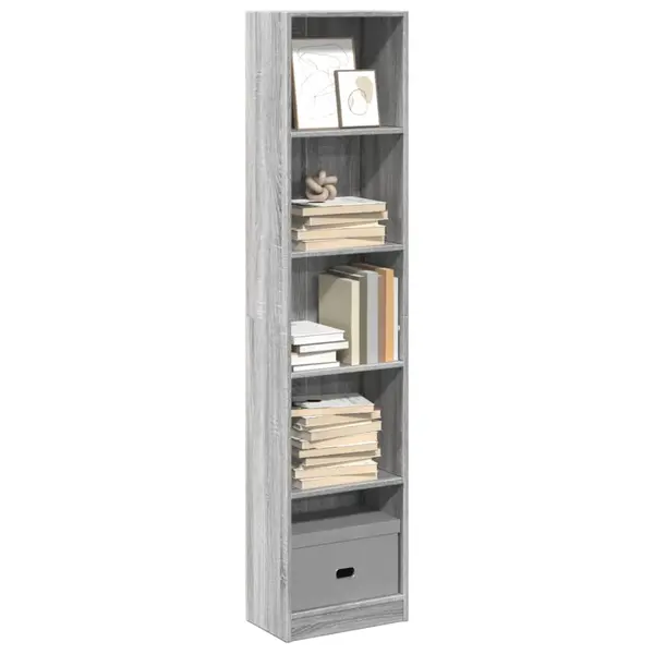 Gossi biblioteca, gri sonoma, 40x24x176 cm, lemn prelucrat