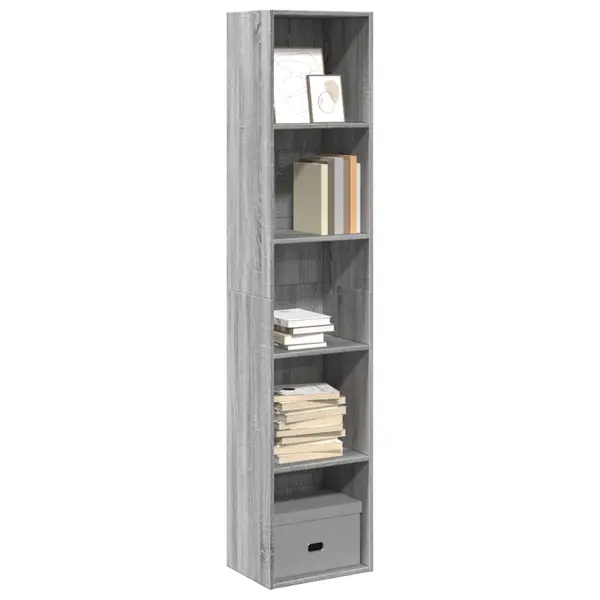 Gossi biblioteca, gri sonoma, 40x30x189 cm, lemn prelucrat