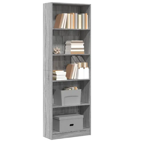 Gossi biblioteca, gri sonoma, 60x24x176 cm, lemn prelucrat