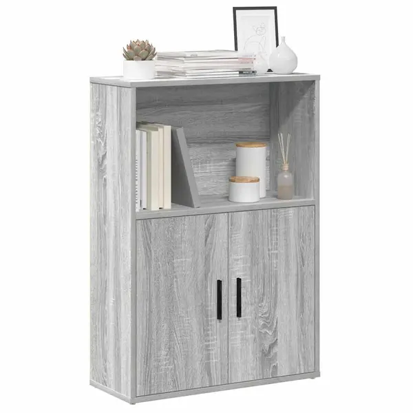 Gossi biblioteca, gri sonoma, 60x24x85 cm, lemn prelucrat